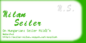 milan seiler business card